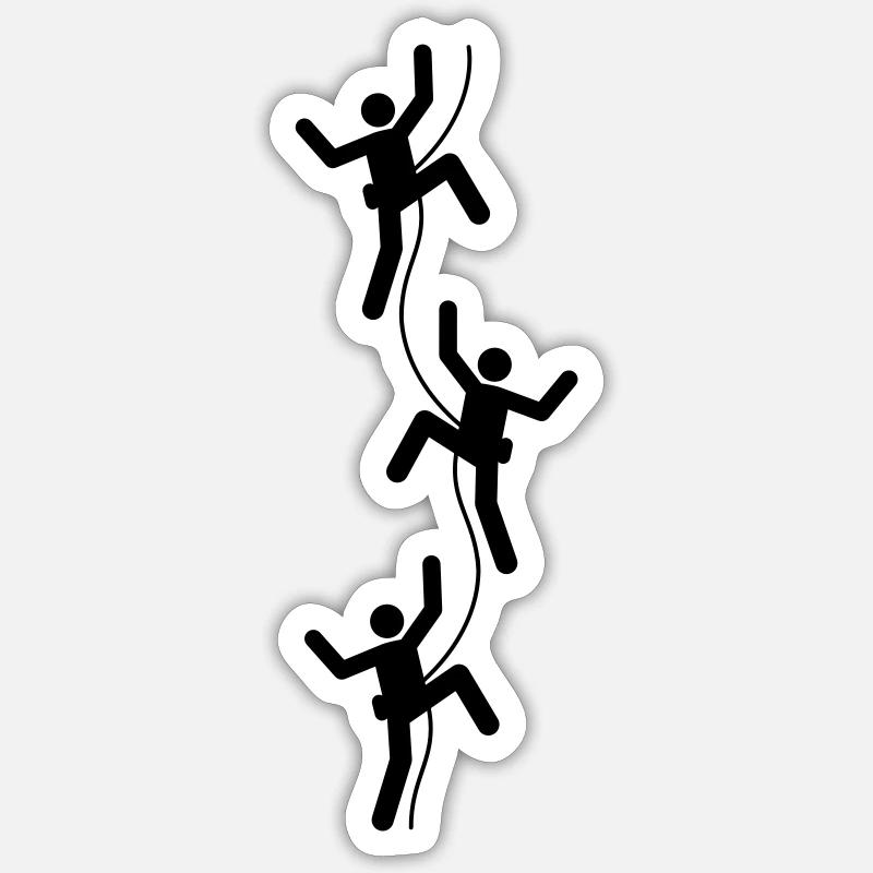 3 freunde team crew logo figur symbol bergsteiger - Sticker Größe S (10 x 10 cm) - Mattweiß