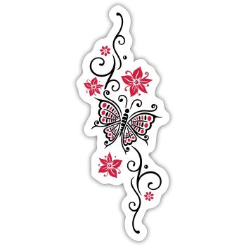 Floral tendril butterfly summer flowers flowers - Sticker size S (10 x 10 cm) - white matte - Front