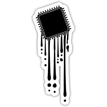 processor melt drops graffiti cpu computer - Sticker size S (10 x 10 cm) - white matte - Front