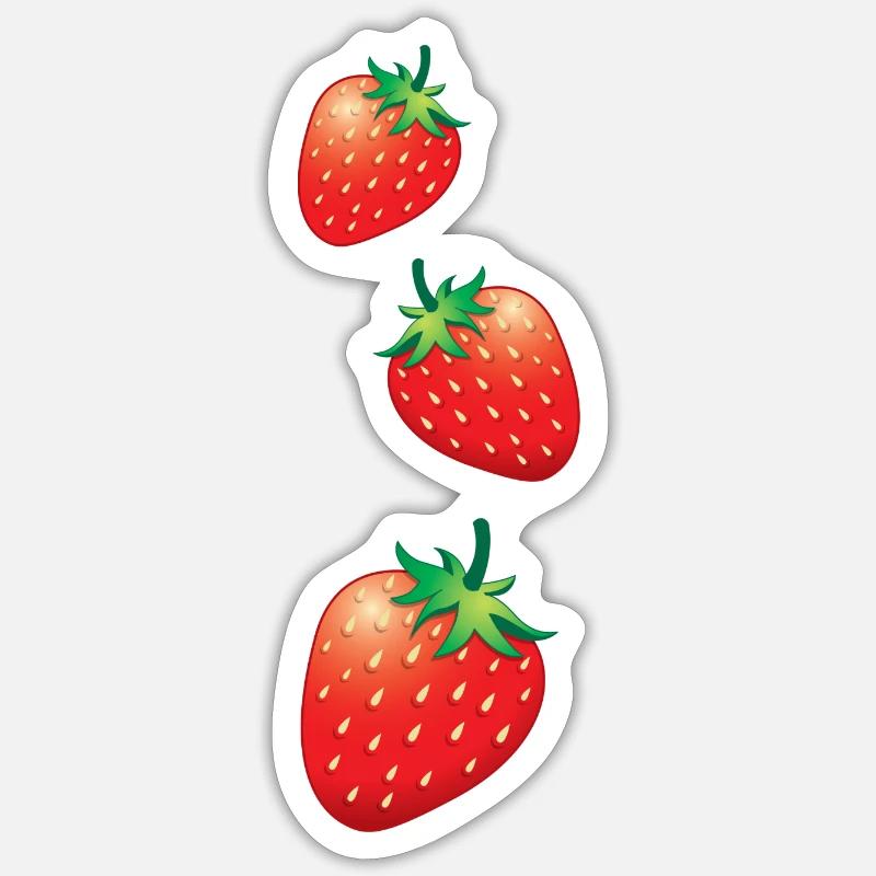 3 Erdbeeren gehen runter Sticker Größe S (10 x 10 cm)