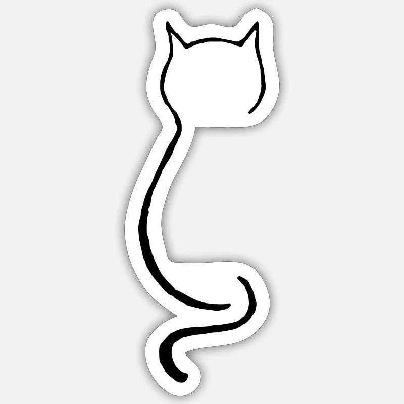 Chat assis - Sticker taille S (10 x 10 cm) - blanc mat
