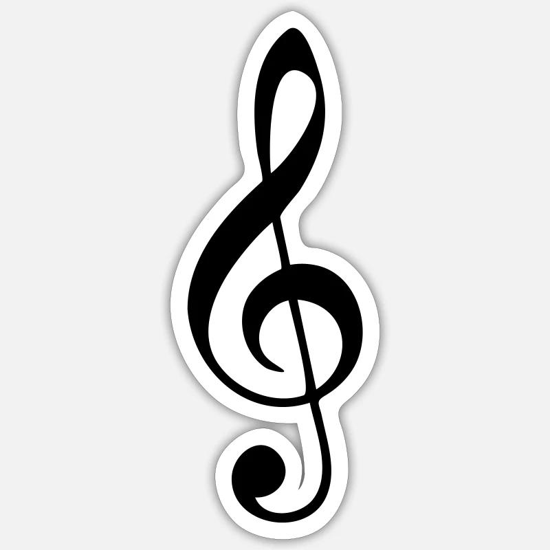 Clef, clé de sol - Sticker taille S (10 x 10 cm) - blanc mat