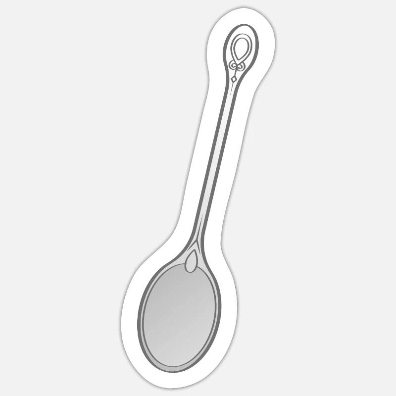 vector drawing silver spoon Sticker size S (10 x 10 cm)