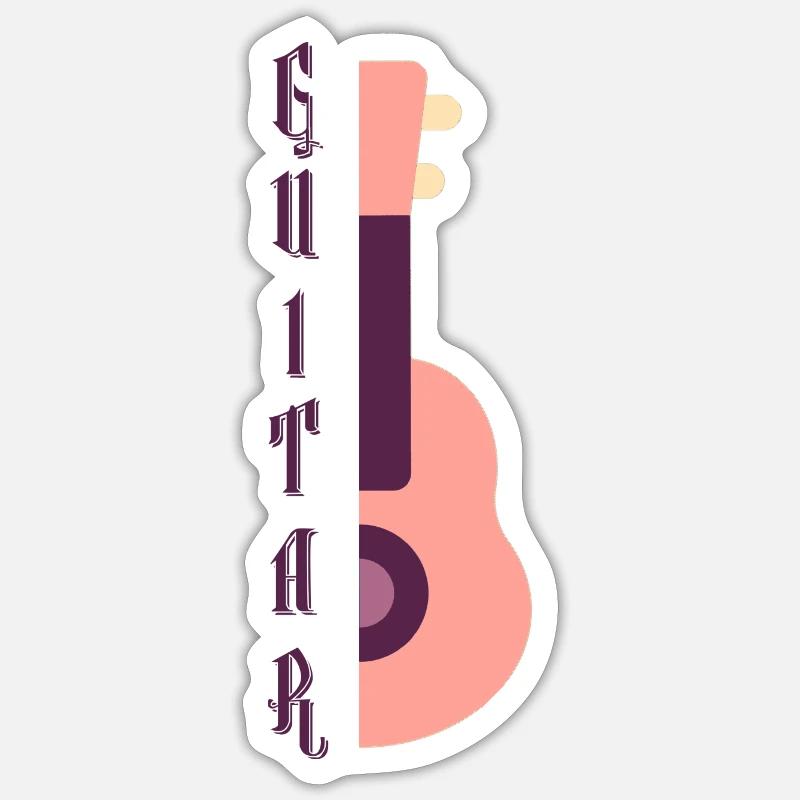 Guitar - Sticker taille S (10 x 10 cm) - blanc mat