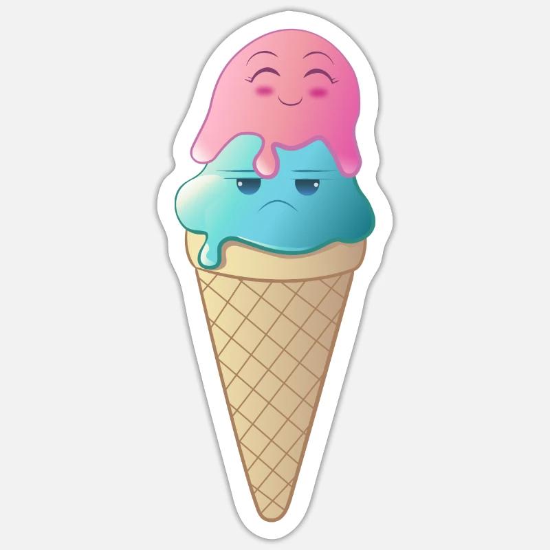 Mignon et drôle crème glacée boule de glace dans un sac de glace Sticker taille S (10 x 10 cm)
