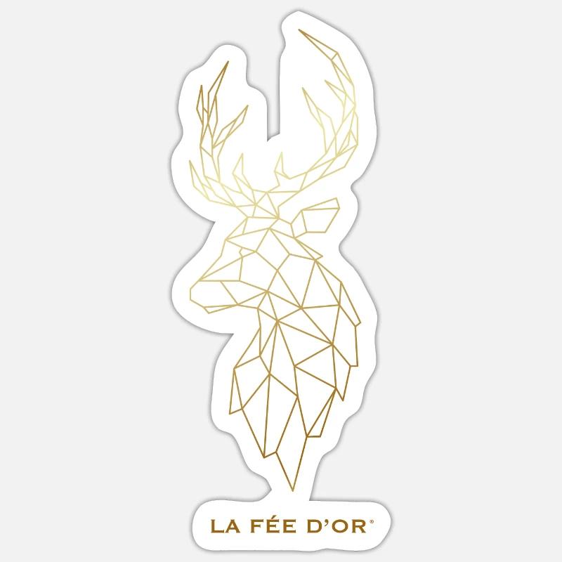 Cerf d’or - Sticker taille S (10 x 10 cm) - blanc mat