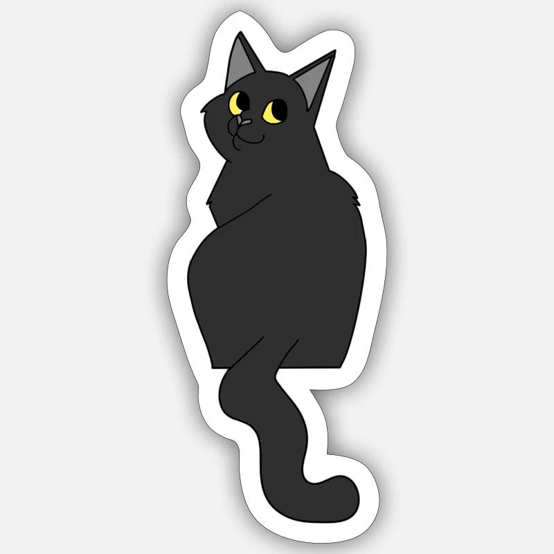 chat noir - Sticker taille S (10 x 10 cm) - blanc mat