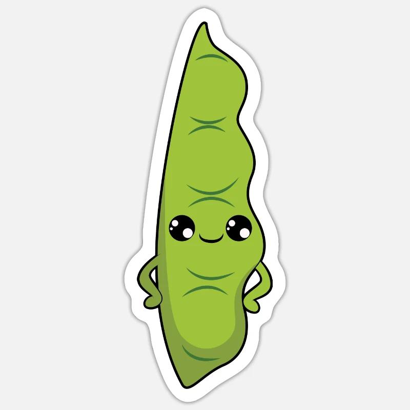 Haricots verts - Sticker taille S (10 x 10 cm) - blanc mat