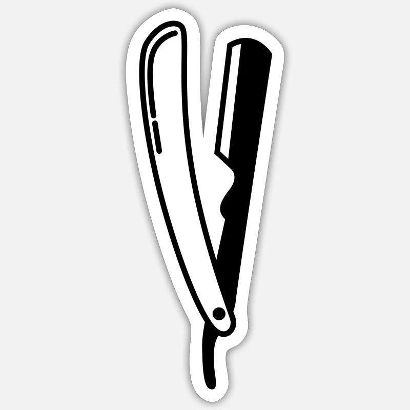 Rasieren Barber logo icon - Sticker Größe S (10 x 10 cm) - Mattweiß
