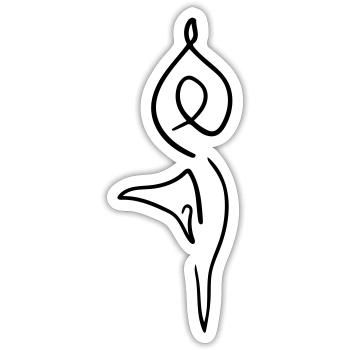 Yoga Line Art - Minimalistisch - Sticker Größe S (10 x 10 cm) - Mattweiß - Vorne