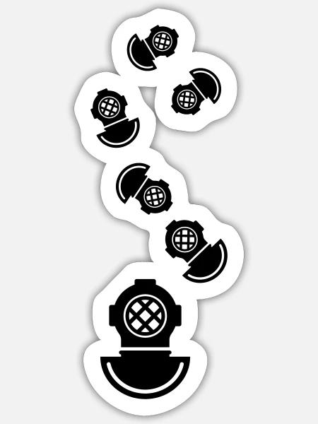 Taucherhelm Tauchen symbol - Sticker Größe S (10 x 10 cm) - Mattweiß