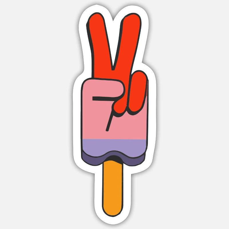 Popsicles Peace Sign Peace - Sticker size S (10 x 10 cm) - white matte