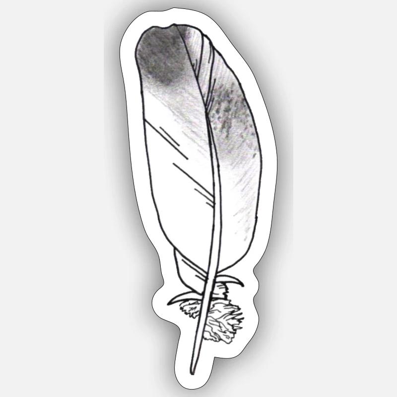 Small feather grey hand-drawn (pigeon) Sticker size S (10 x 10 cm)