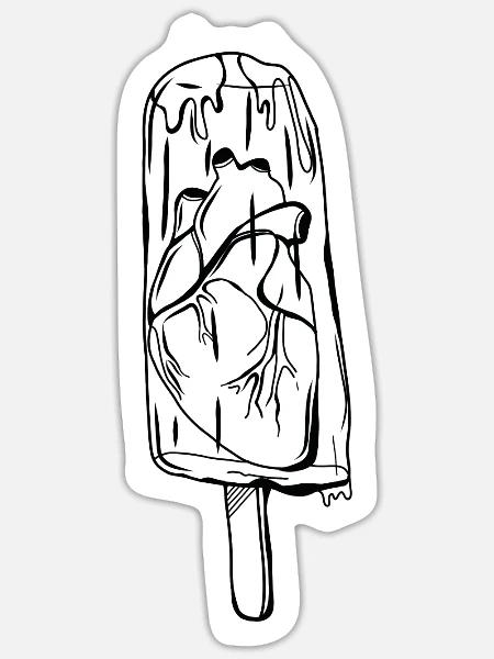 KALTES HERZ - HERZ AUS EIS // Illustration - Sticker Größe S (10 x 10 cm) - Mattweiß