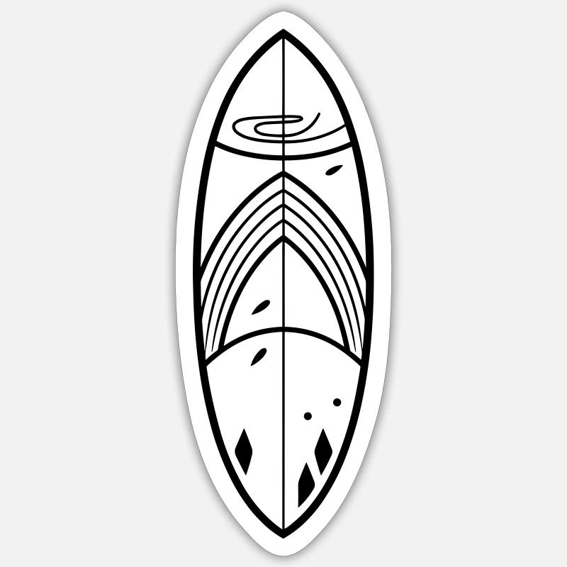 planche de surf - Sticker taille S (10 x 10 cm) - blanc mat