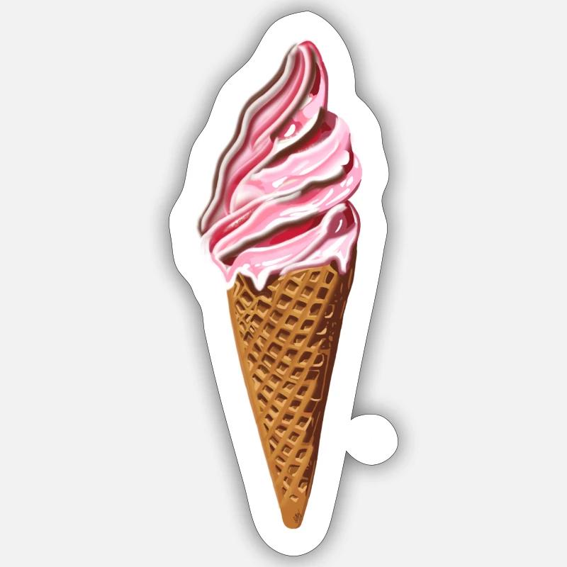 Eiswaffel - Sticker Größe S (10 x 10 cm) - Mattweiß