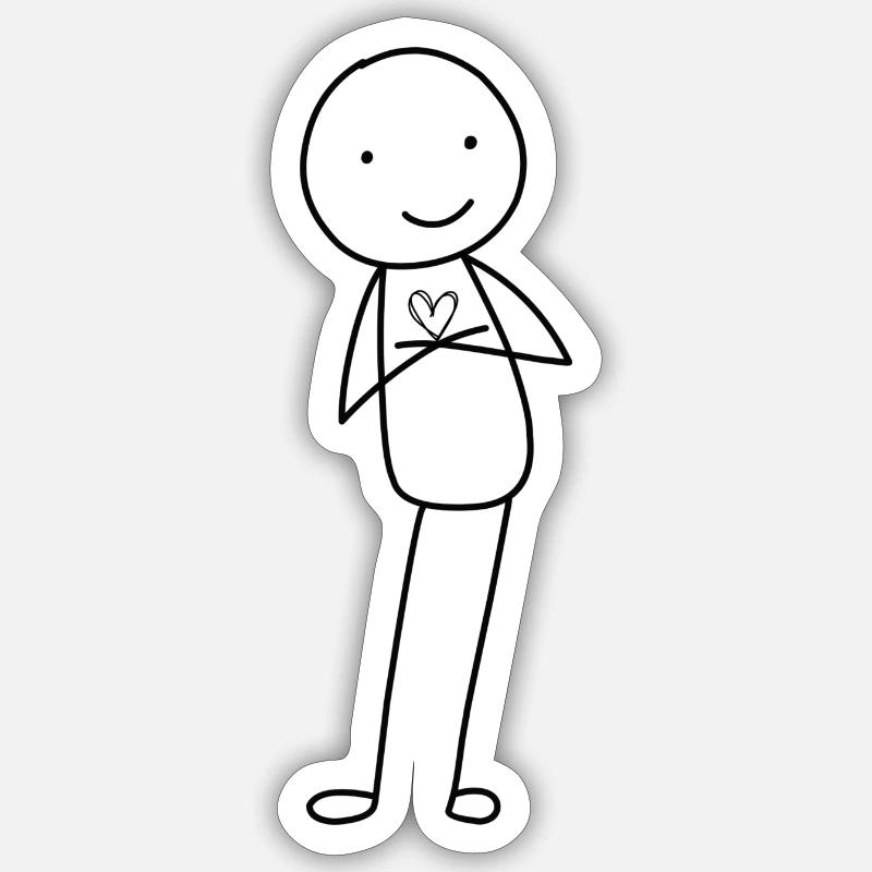 Strichmännchen mit Herz - Sticker Größe S (10 x 10 cm) - Mattweiß