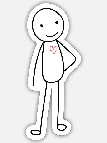 Strichmännchen mit Herz - Sticker Größe S (10 x 10 cm) - Mattweiß