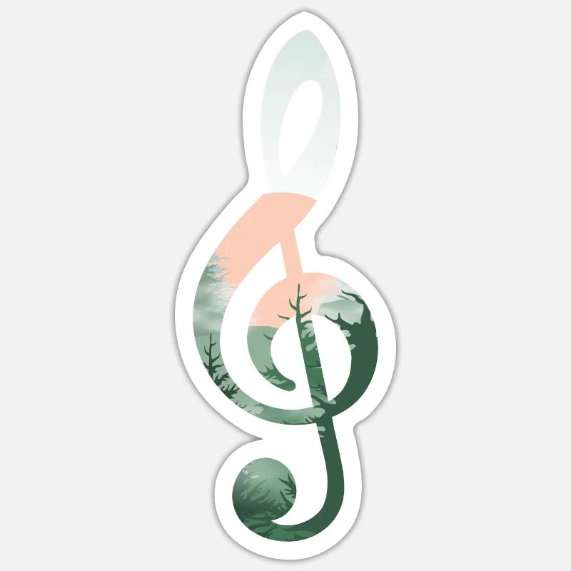Paysage clé de sol - Sticker taille S (10 x 10 cm) - blanc mat