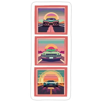 3 Autos im Bilderrahmen fahren. - Sticker Größe S (10 x 10 cm) - Mattweiß - Vorne