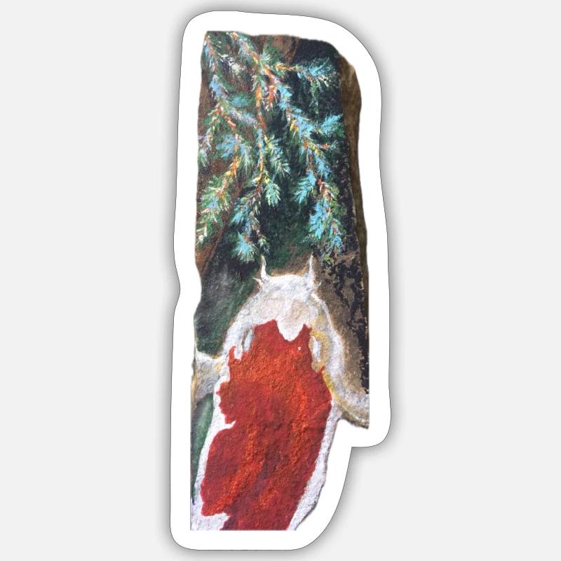 Koi japonais au-dessus des frondes de pin - Sticker taille S (10 x 10 cm) - blanc mat