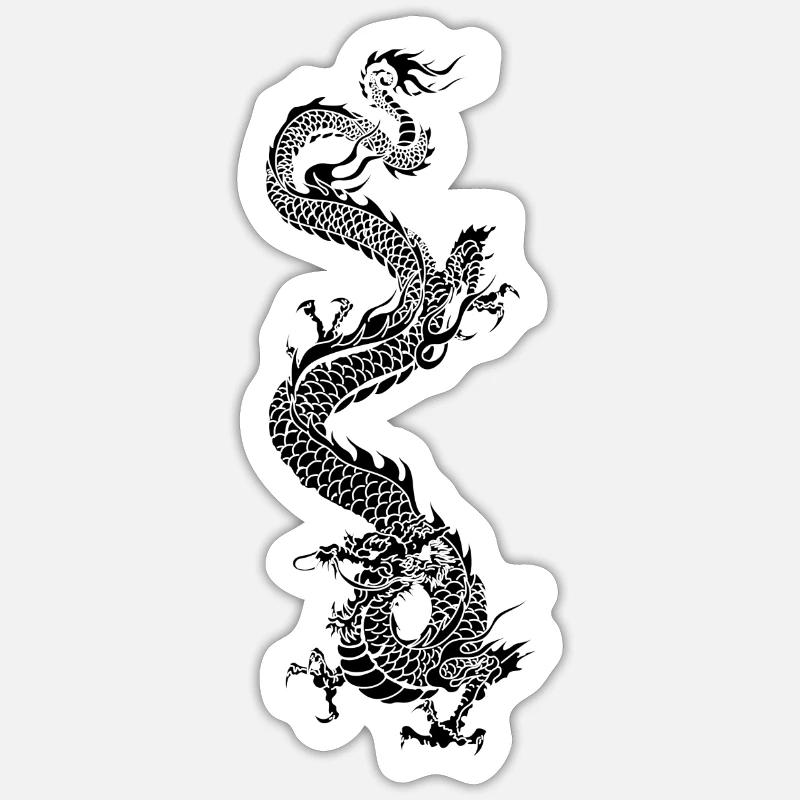 dragon28 black - Sticker size S (10 x 10 cm) - white matte