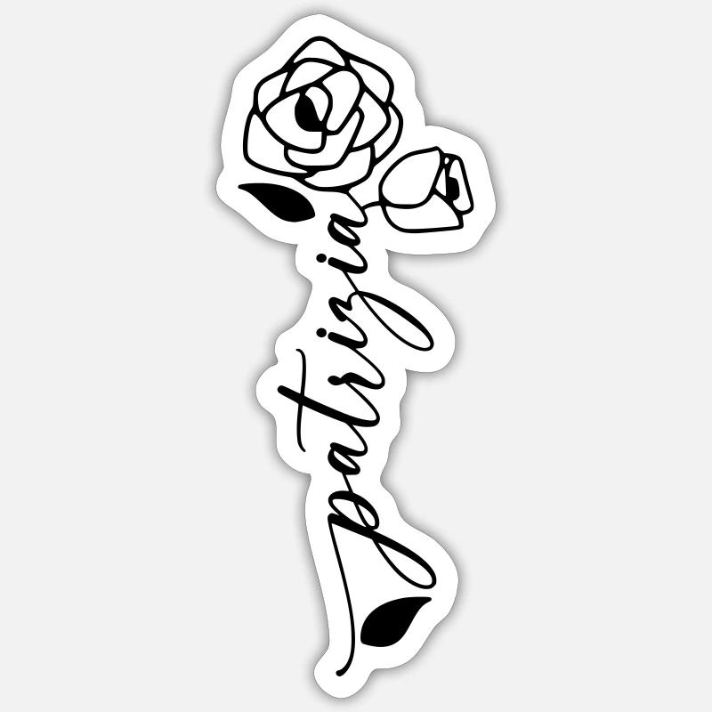 Patrizia Nom Prénom Fleur - Sticker taille S (10 x 10 cm) - blanc mat