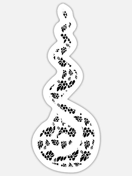 Flammend gemusterte Schlange - Sticker Größe S (10 x 10 cm) - Mattweiß