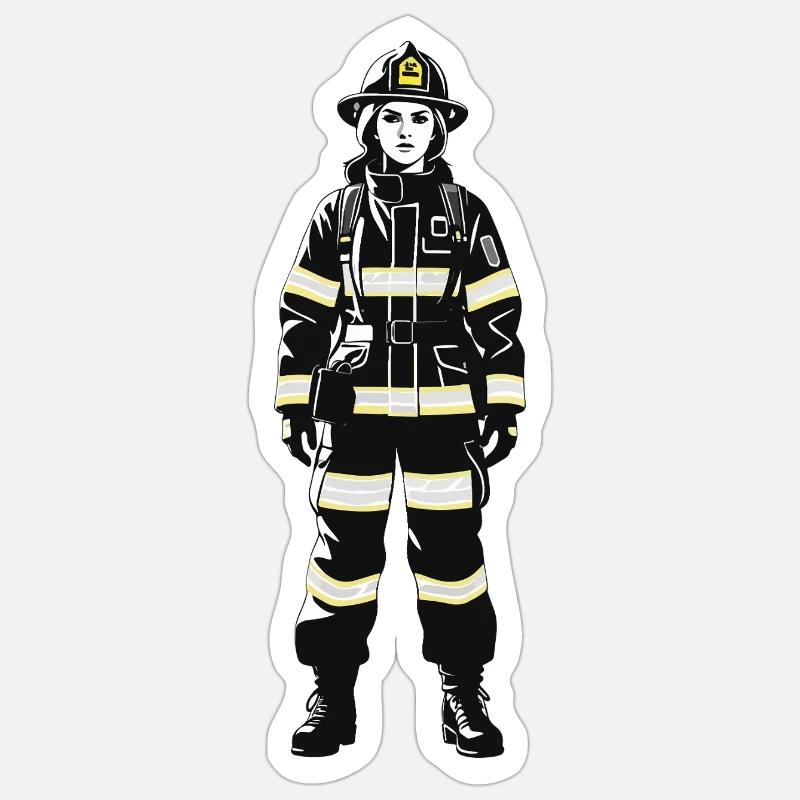 Pompier - Métier Design Sticker - Sticker taille S (10 x 10 cm) - blanc mat