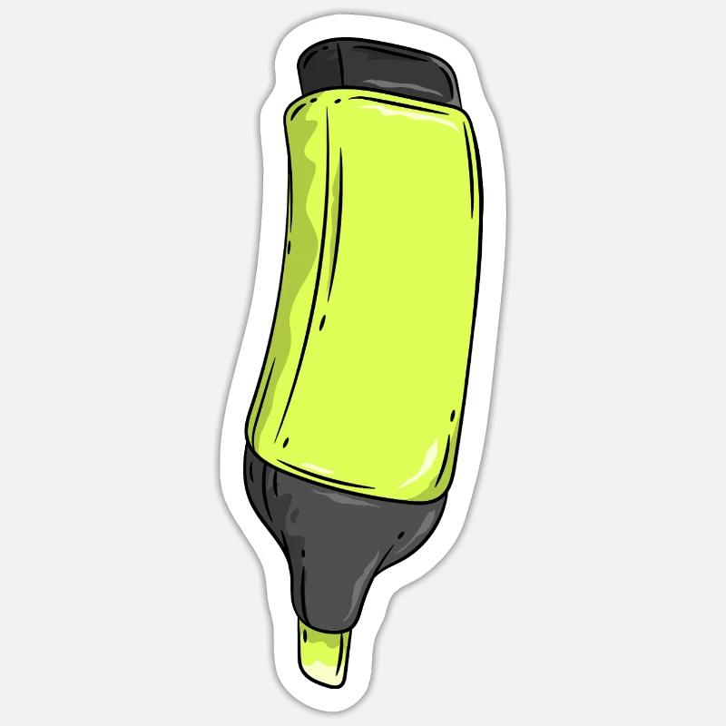 Textmarker Illustration - Sticker Größe S (10 x 10 cm) - Mattweiß
