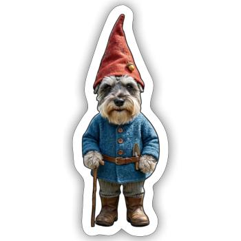 Magie du Schnauzer des Gnomes de jardin - Sticker taille S (10 x 10 cm) - blanc mat - Devant