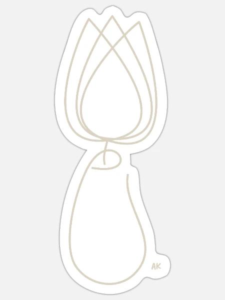 die TULPE in der Vase - Sticker Größe S (10 x 10 cm) - Mattweiß