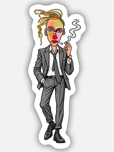 Grau Gangsterlook - Sticker Größe S (10 x 10 cm) - Mattweiß