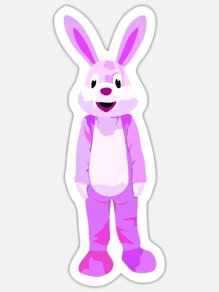 Lila Hase Cartoonfigur Motiv - Sticker Größe S (10 x 10 cm) - Mattweiß