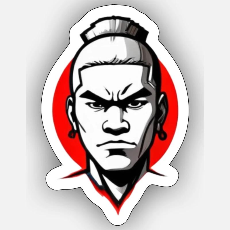 Wütender Samurai Sticker Größe S (10 x 10 cm)