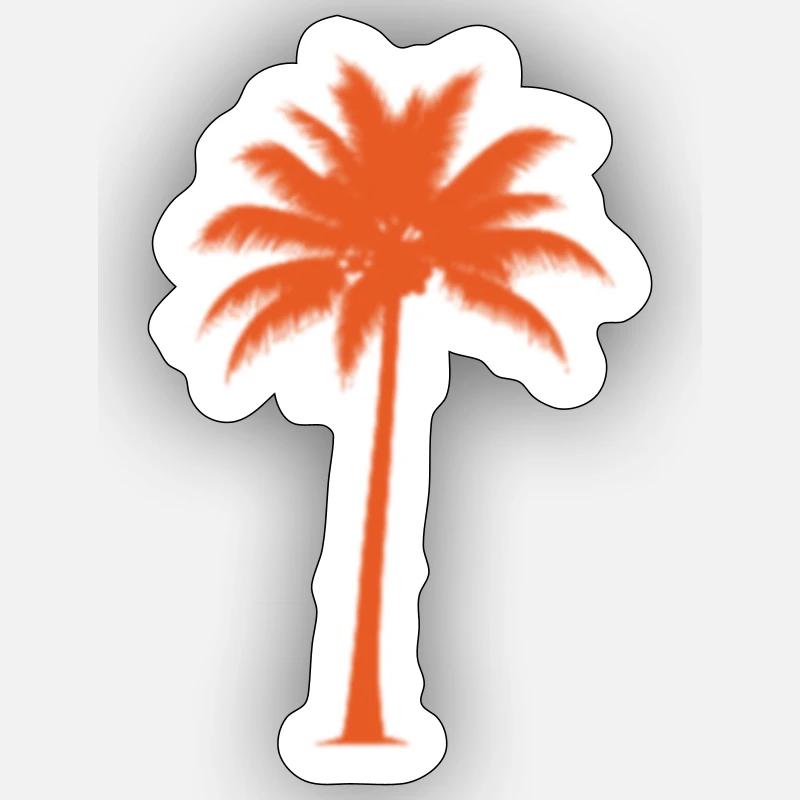 Sunset palm tree silhouette - Sticker size S (10 x 10 cm) - white matte