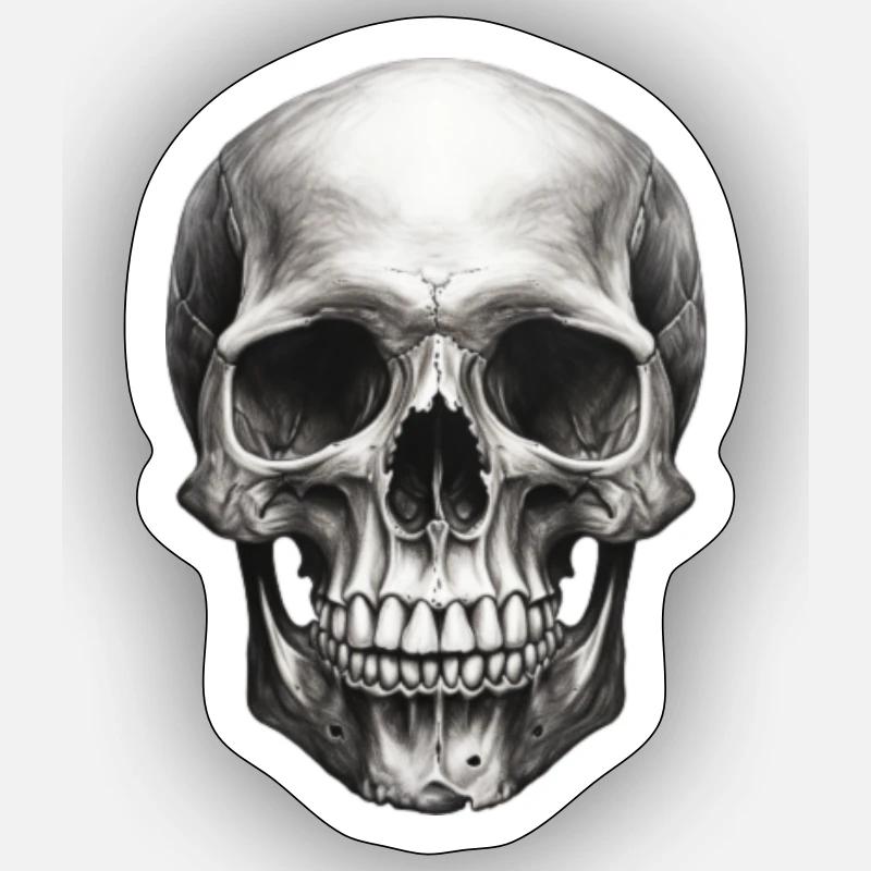 Skull Hand Drawn - Sticker size S (10 x 10 cm) - white matte