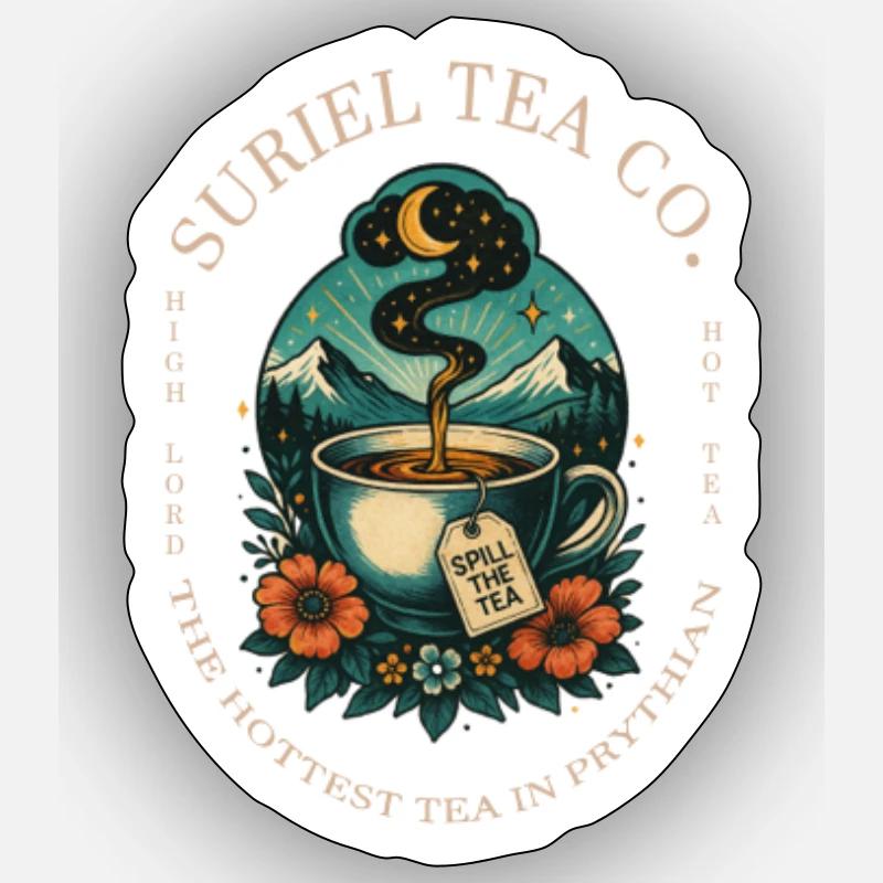 ACOTAR Suriel Tea Co - Sticker taille S (10 x 10 cm) - blanc mat