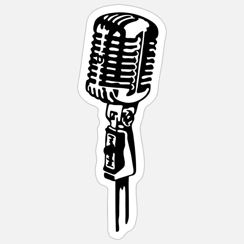 Retro Microphone Sticker taille S (10 x 10 cm)