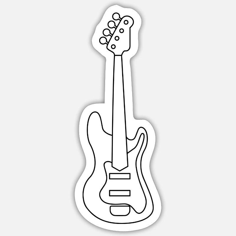 guitare basse - Sticker taille S (10 x 10 cm) - blanc mat