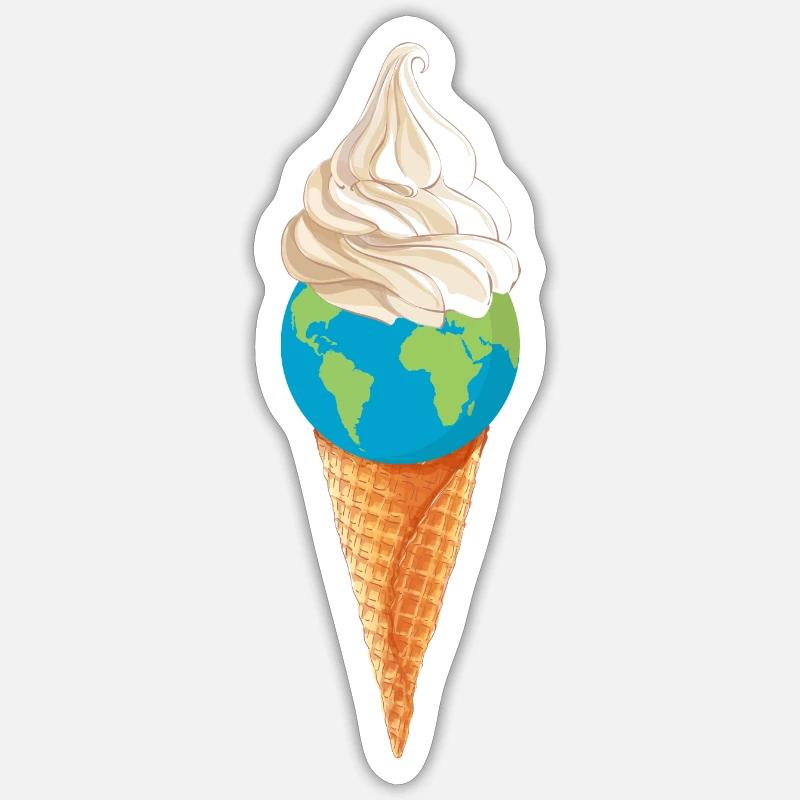 planet erde umweltschutz "eiskugel" summer vibes - Sticker Größe S (10 x 10 cm) - Mattweiß