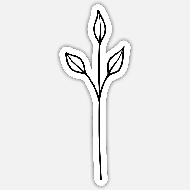 herbes simples - Sticker taille S (10 x 10 cm) - blanc mat