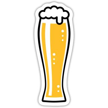 Wheat Beer Glass (Weiss Beer / Beer Drinker / 2C) - Sticker size S (10 x 10 cm) - white matte - Front