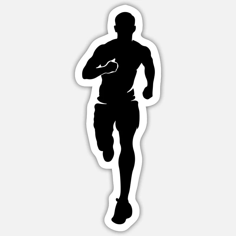 Marathon Runner Silhouette Marathon - Sticker taille S (10 x 10 cm) - blanc mat