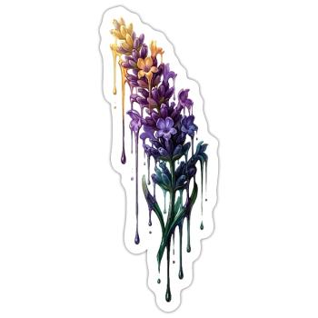 Lavender with dripping color - Sticker size S (10 x 10 cm) - white matte - Front