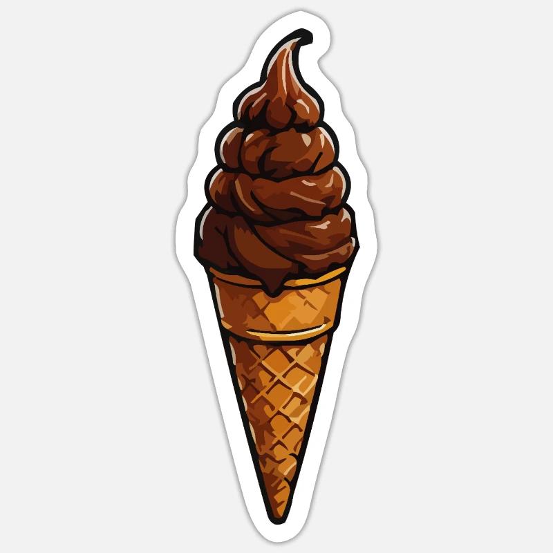 Schoko Soft-Serve Eiskegel - Sticker size S (10 x 10 cm) - white matte