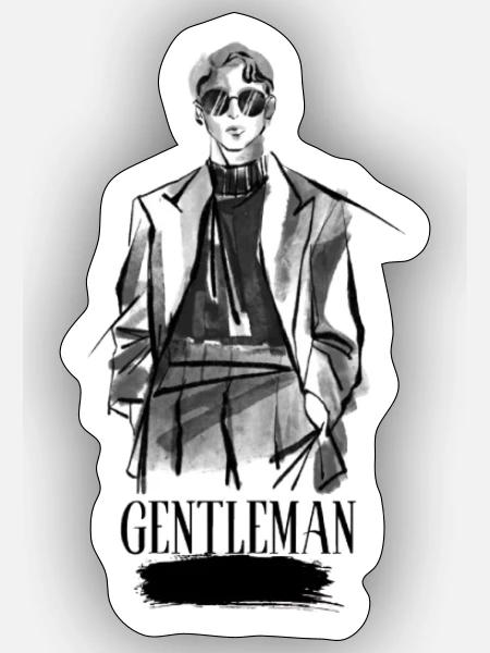GENTLEMAN GENTLEMAN - Sticker Größe S (10 x 10 cm) - Mattweiß