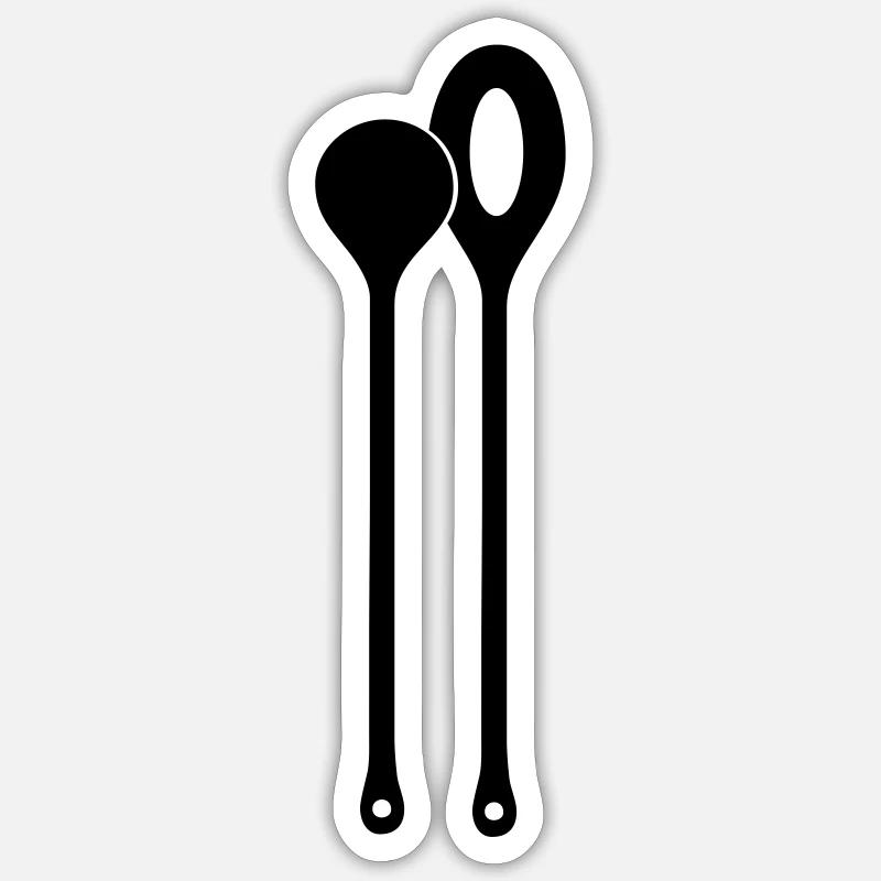 Kochlöffel - Sticker Größe S (10 x 10 cm) - Mattweiß