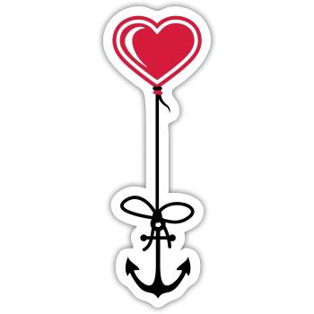 anker herz matrose kapitaen seemann schiff boot me - Sticker Größe S (10 x 10 cm) - Mattweiß - Vorne
