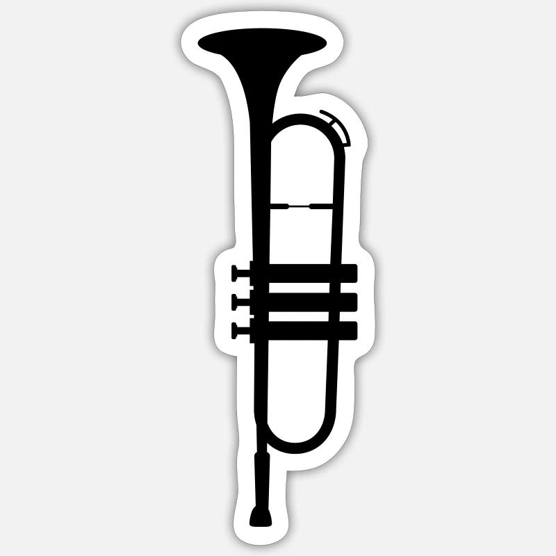 trompette - Sticker taille S (10 x 10 cm) - blanc mat